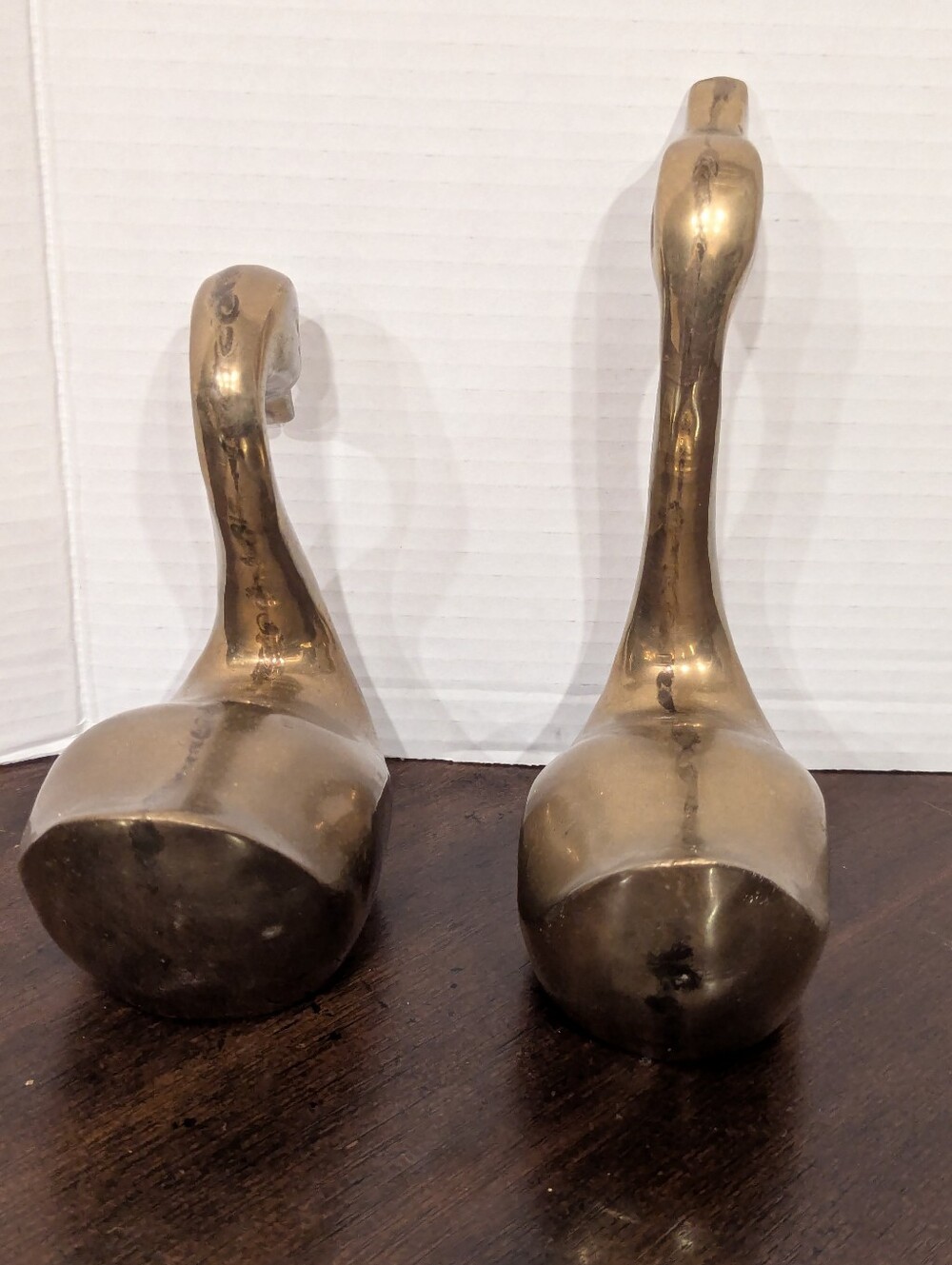 Vintage MCM Solid Brass Swan Figurines - Set of 2 - Picture 7 of 12
